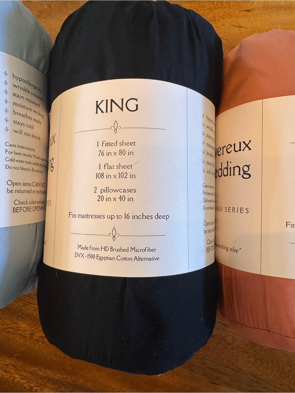 KING Brushed Black Microfiber Sheet Set - Black King Size